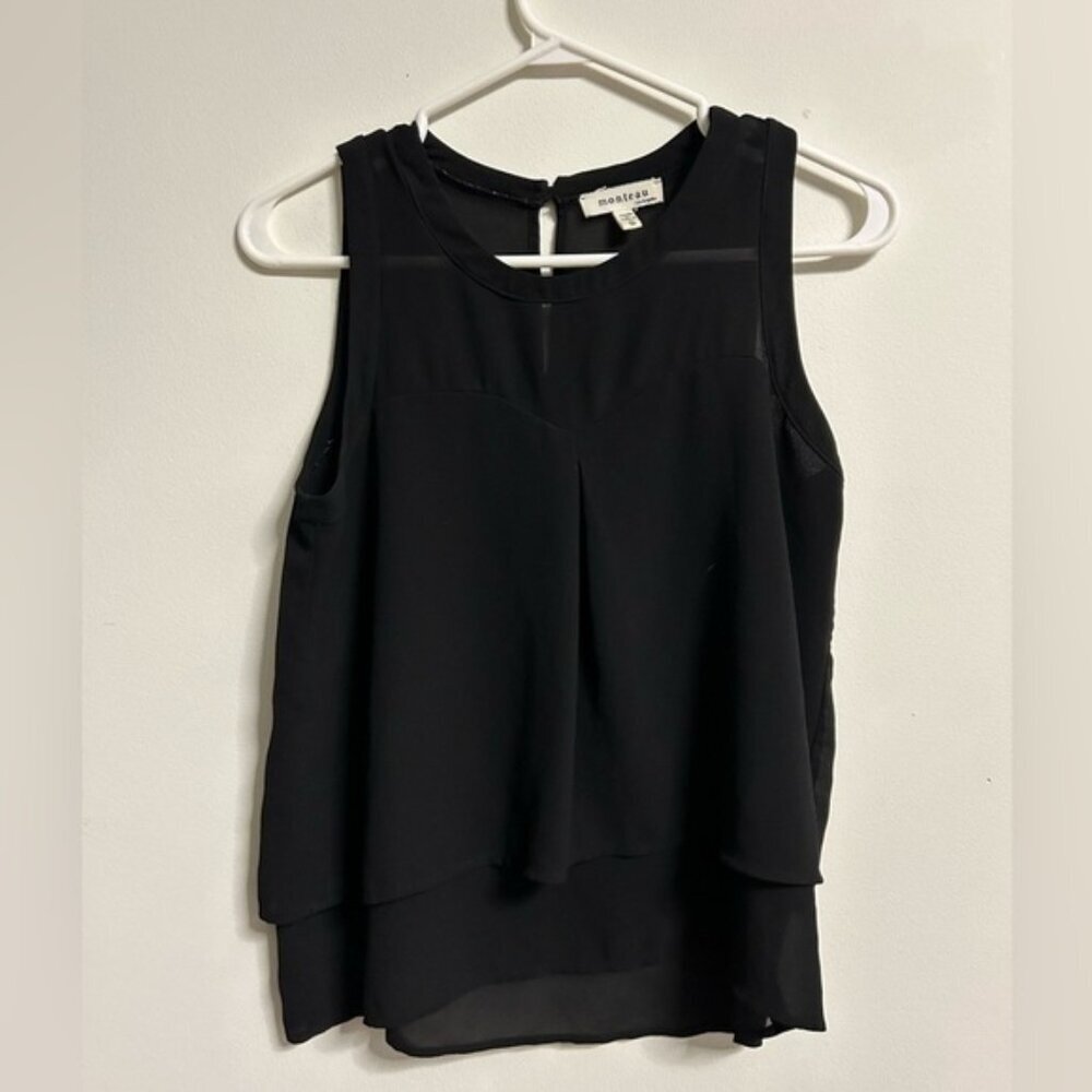 Monteau Black Blouse Tank Top